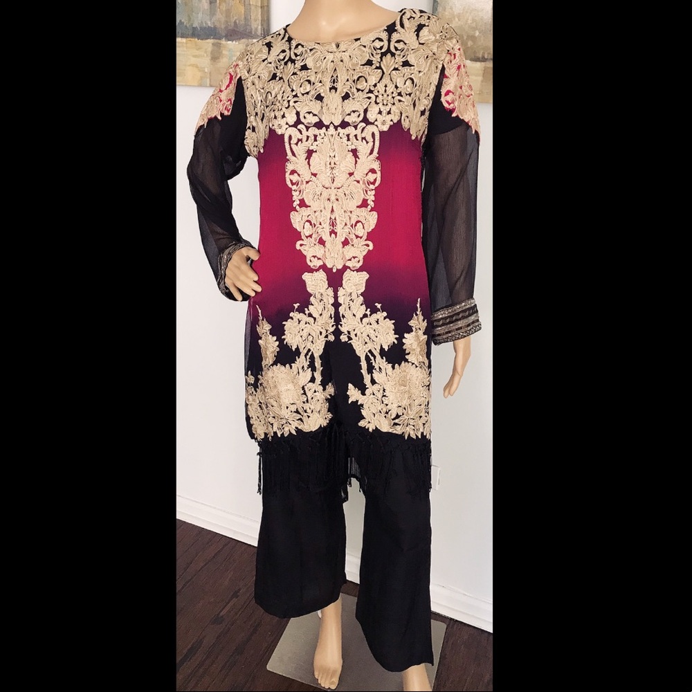 Black red Pakistani outfit